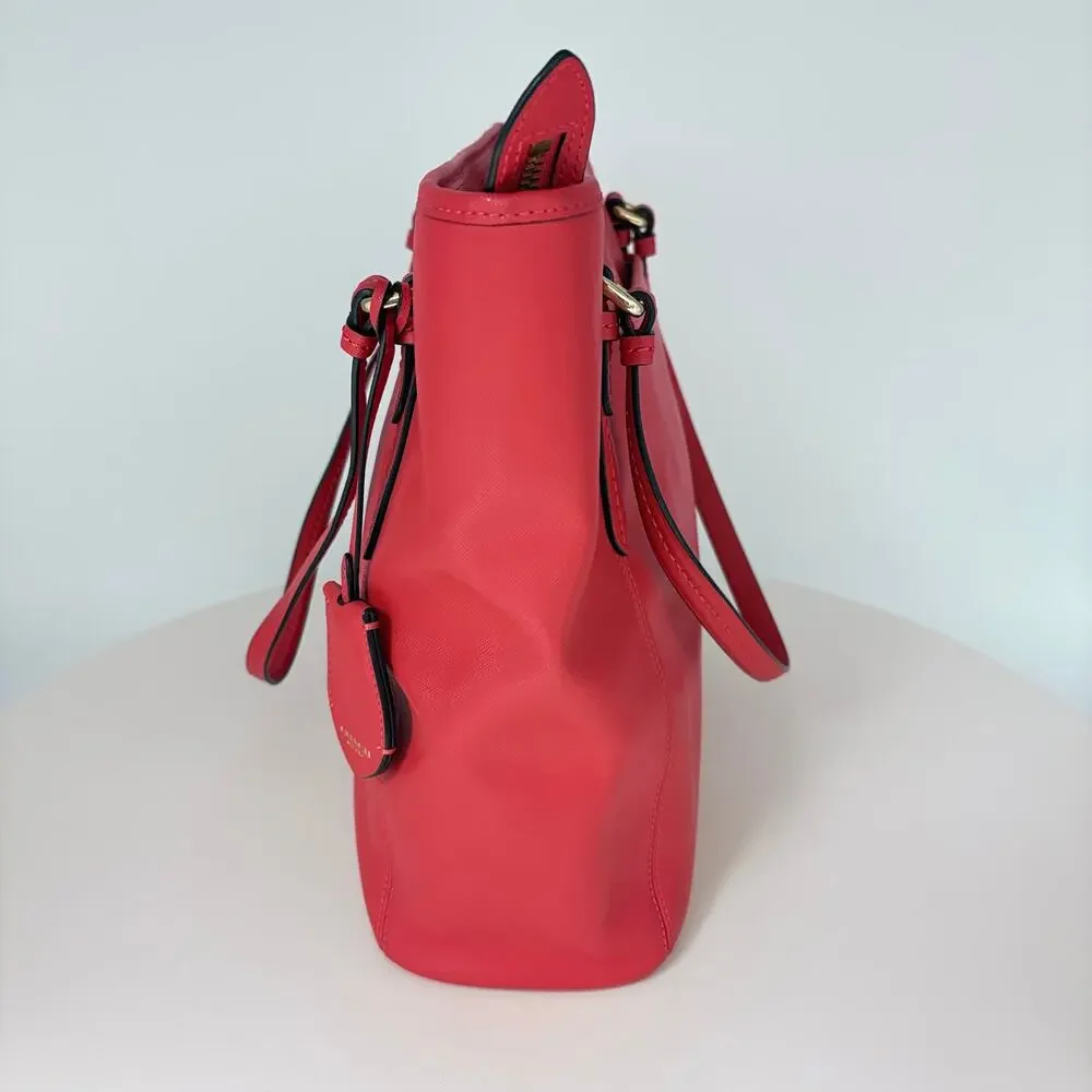 Authenticated Coach Red Peyton Leather Tote purse